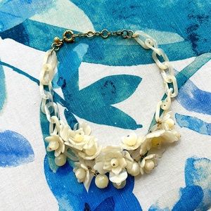 J Crew Floral Beaded necklace White Cream